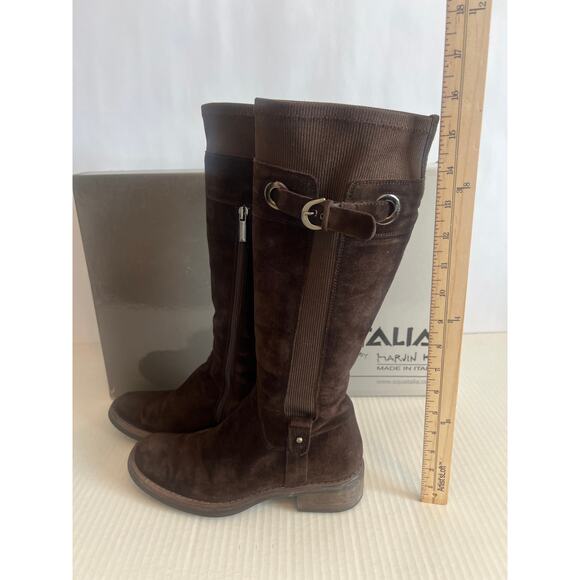 Aquatalia by Marvin K brown suede tall riding boots Size 7 1/2 - Picture 13 of 14